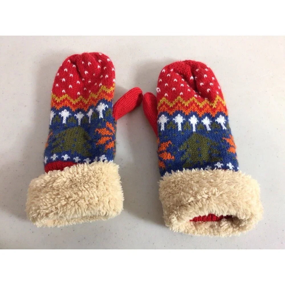 Handknit Vintage Fair Isle Mittens Womens Small
